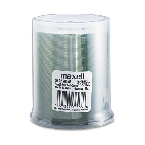 Maxell® Cd-r Printable Recordable Disc, 700 Mb-80 Min, 48x, Spindle, Matte White, 100-pack freeshipping - TVN Wholesale