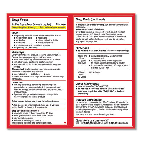 Tylenol® Extra Strength Caplets, Two-pack, 50 Packs-box freeshipping - TVN Wholesale