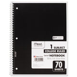 Mead® Spiral Notebook, 3-hole Punched, 1 Subject, Medium-college Rule, Randomly Assorted Covers, 10.5 X 7.5, 70 Sheets freeshipping - TVN Wholesale