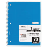 Mead® Spiral Notebook, 3-hole Punched, 1 Subject, Medium-college Rule, Randomly Assorted Covers, 10.5 X 7.5, 70 Sheets freeshipping - TVN Wholesale