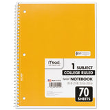 Mead® Spiral Notebook, 3-hole Punched, 1 Subject, Medium-college Rule, Randomly Assorted Covers, 10.5 X 7.5, 70 Sheets freeshipping - TVN Wholesale