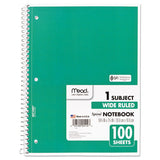 Mead® Spiral Notebook, 3-hole Punched, 1 Subject, Wide-legal Rule, Randomly Assorted Covers, 10.5 X 7.5, 100 Sheets freeshipping - TVN Wholesale