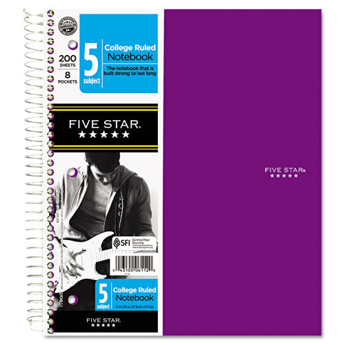 Five Star® Trend Wirebound Notebook, 5 Subject, 4 Pockets, Medium-college Rule, Randomly Assorted Covers, 11 X 8.5, 200 Sheets freeshipping - TVN Wholesale