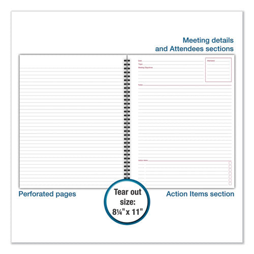 Cambridge® Wirebound Guided Meeting Notes Notebook, 1 Subject, Meeting-minutes-notes Format, Dark Gray Cover, 11 X 8.25, 80 Sheets freeshipping - TVN Wholesale