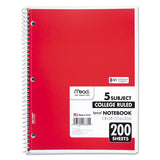 Mead® Spiral Notebook, 5 Subject, Medium-college Rule, Randomly Assorted Covers, 11 X 8, 200 Sheets freeshipping - TVN Wholesale