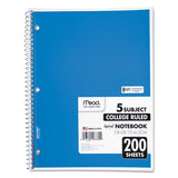 Mead® Spiral Notebook, 5 Subject, Medium-college Rule, Randomly Assorted Covers, 11 X 8, 200 Sheets freeshipping - TVN Wholesale