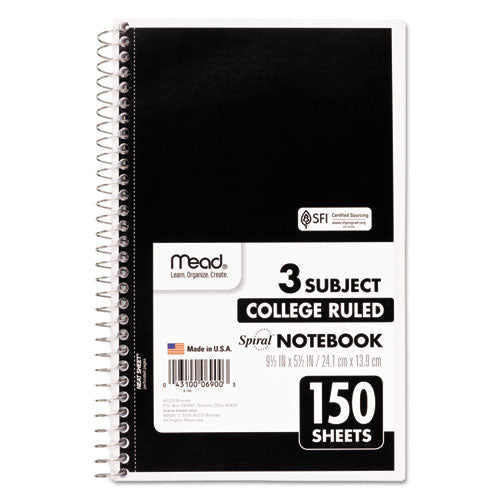 Mead® Spiral Notebook, 3 Subject, Medium-college Rule, Randomly Assorted Covers, 9.5 X 5.5, 150 Sheets freeshipping - TVN Wholesale