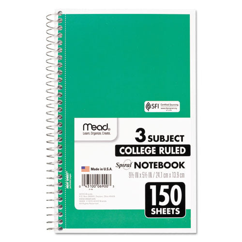 Mead® Spiral Notebook, 3 Subject, Medium-college Rule, Randomly Assorted Covers, 9.5 X 5.5, 150 Sheets freeshipping - TVN Wholesale