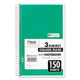 Mead® Spiral Notebook, 3 Subject, Medium-college Rule, Randomly Assorted Covers, 9.5 X 5.5, 150 Sheets freeshipping - TVN Wholesale