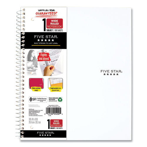 Five Star® Wirebound Notebook, 1 Subject, Wide-legal Rule, Randomly Assorted Covers, 10.5 X 8, 100 Sheets freeshipping - TVN Wholesale