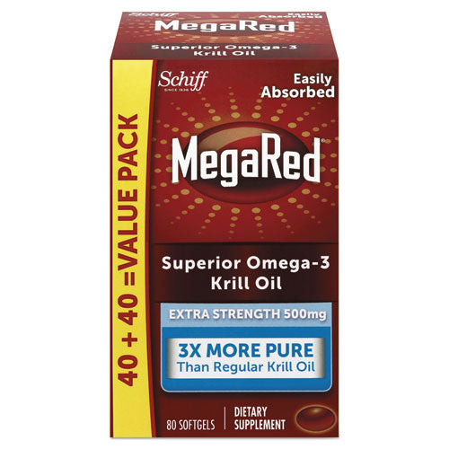 MegaRed® Extra Strength Omega-3 Krill Oil Softgel, 80 Softgels freeshipping - TVN Wholesale
