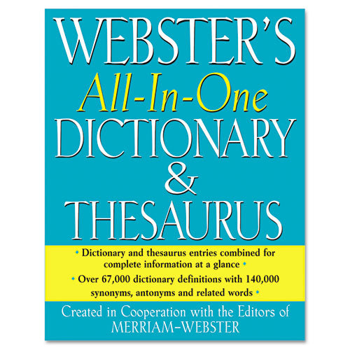 Merriam Webster® All-in-one Dictionary-thesaurus, Hardcover, 768 Pages freeshipping - TVN Wholesale