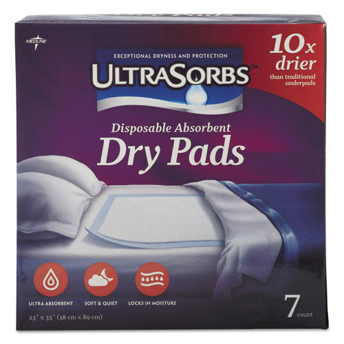Medline Ultrasorbs Disposable Dry Pads, 23" X 35", White, 7-box, 6-carton freeshipping - TVN Wholesale
