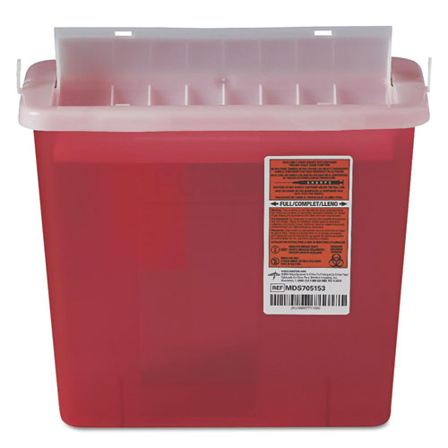 Medline Sharps Container For Patient Room, Plastic, 5 Qt, Rectangular, Red freeshipping - TVN Wholesale