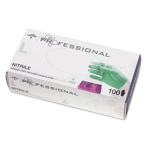 Medline Professional Nitrile Exam Gloves With Aloe, Large, Green, 100-box freeshipping - TVN Wholesale