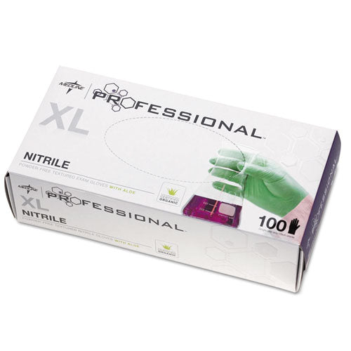 Medline Professional Nitrile Exam Gloves With Aloe, X-large, Green, 100-box freeshipping - TVN Wholesale