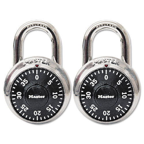 Master Lock® Combination Lock, Stainless Steel, 1 7-8" Wide, Black Dial, 2-pack freeshipping - TVN Wholesale