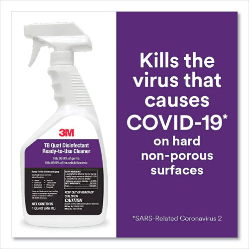 3M™ Tb Quat Disinfectant Ready-to-use Cleaner, Lemon Scent, 1 Qt Bottle freeshipping - TVN Wholesale