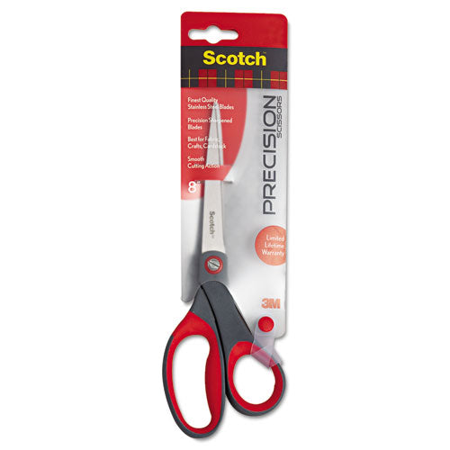 Scotch® Precision Scissors, 8" Long, 3.13" Cut Length, Gray-red Straight Handle freeshipping - TVN Wholesale