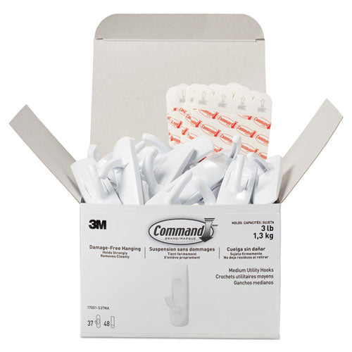 Command™ General Purpose Hooks, Medium, 3 Lb Cap, White, 20 Hooks And 24 Strips-pack freeshipping - TVN Wholesale