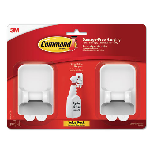 Command™ Spray Bottle Holder, 2.34 X 1.69 X 3.34, White, 2 Hangers-4 Strips-pack freeshipping - TVN Wholesale