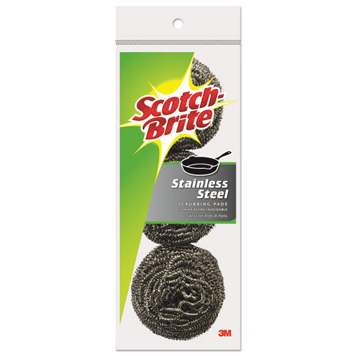 Scotch-Brite® Metal Scrubbing Pads, 2.25 X 2.75, Silver, 3-pack, 8 Packs-carton freeshipping - TVN Wholesale