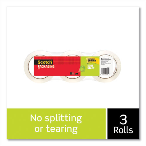 Scotch® Sure Start Packaging Tape, 3" Core, 1.88" X 54.6 Yds, Clear, 3-pack freeshipping - TVN Wholesale