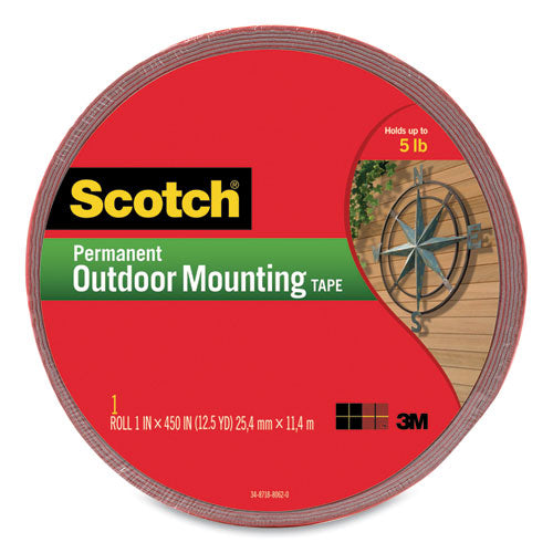 Scotch® Permanent Heavy-duty Interior-exterior Mounting Tape, Holds Up To 5 Lbs, 1 X 450, Gray freeshipping - TVN Wholesale