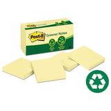 Post-it® Greener Notes Recycled Note Pads, 3 X 3, Canary Yellow, 100 Notes-pad, 12 Pads-pack freeshipping - TVN Wholesale