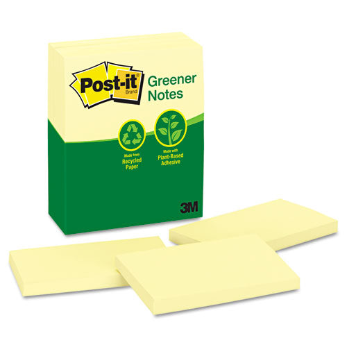Post-it® Greener Notes Recycled Note Pads, 3 X 5, Canary Yellow, 100 Notes-pad, 12 Pads-pack freeshipping - TVN Wholesale