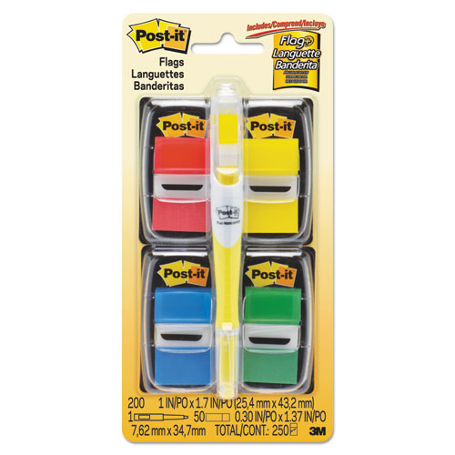 Post-it® Flags Page Flag Value Pack, Assorted, 200 1" Flags + Highlighter With 50 1-2" Flags freeshipping - TVN Wholesale