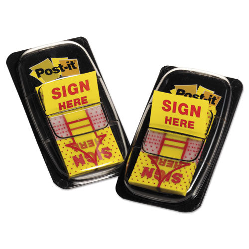 Post-it® Flags Arrow Message 1" Page Flags, "sign Here", Yellow, 2 50-flag Dispensers-pack freeshipping - TVN Wholesale