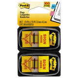 Post-it® Flags Arrow Message 1" Page Flags, "sign Here", Yellow, 2 50-flag Dispensers-pack freeshipping - TVN Wholesale