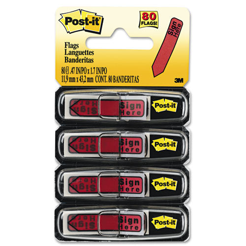 Post-it® Flags Arrow Message 1-2" Page Flags In Dispenser, "sign Here", Red, 80-pack freeshipping - TVN Wholesale