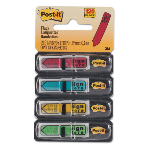 Post-it® Flags Arrow Message 1-2" Page Flags W-dispensers, "sign Here", Asst Primary, 120-pack freeshipping - TVN Wholesale