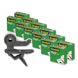 Scotch® Clip Dispenser Value Pack With 12 Rolls Of Tape, 1" Core, Plastic, Charcoal freeshipping - TVN Wholesale