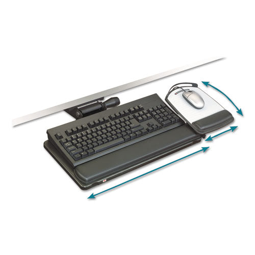 3M™ Easy Adjust Keyboard Tray, Highly Adjustable Platform, 23" Track, Black freeshipping - TVN Wholesale
