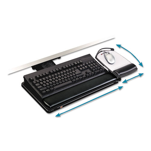 3M™ Knob Adjust Keyboard Tray With Highly Adjustable Platform, Black freeshipping - TVN Wholesale
