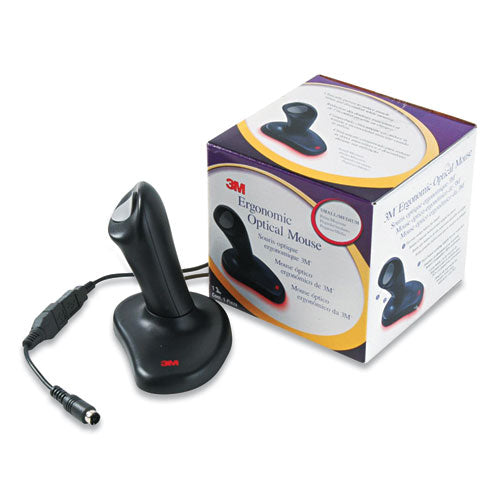 3M™ Ergonomic Wired Three-button Optical Mouse, Small, Usb-ps2, Right Hand Use, Black freeshipping - TVN Wholesale