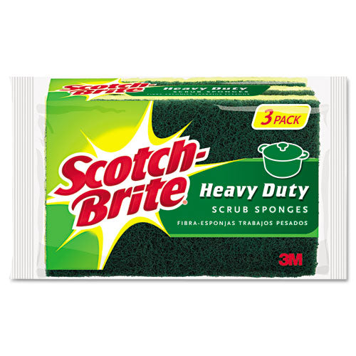 Scotch-Brite® Heavy-duty Scrub Sponge, 4.5 X 2.7, 0.6" Thick, Yellow-green, 3-pack freeshipping - TVN Wholesale