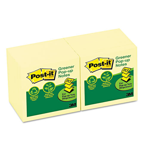 Post-it® Greener Notes Recycled Pop-up Notes, 3 X 3, Canary Yellow, 100-sheet, 12-pack freeshipping - TVN Wholesale