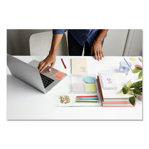 Noted by Post-it® Brand Acrylic Pen Tray, Holds 3 X 3 Note Pad, 3.5 X 6.5, Clear freeshipping - TVN Wholesale