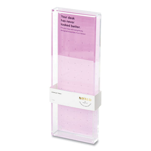 Noted by Post-it® Brand Acrylic Note And Pen Tray, Holds 3 X 3 Note Pad, 3.8 X 10.5, Clear freeshipping - TVN Wholesale