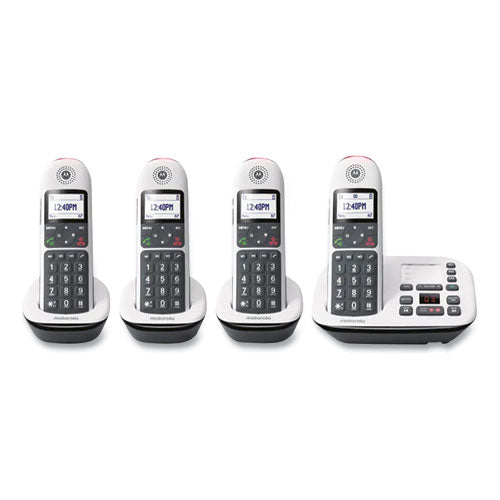 Motorola® Cd5014 Digital Cordless Telephone With Answering Machine, Base And 4 Handsets, White-black freeshipping - TVN Wholesale