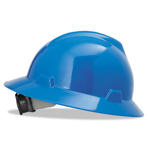 MSA V-gard Full-brim Hard Hats, Ratchet Suspension, Size 6 1-2 - 8, Blue freeshipping - TVN Wholesale