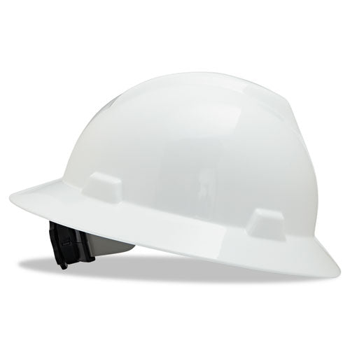MSA V-gard Full-brim Hard Hats, Ratchet Suspension, Size 6 1-2 - 8, White freeshipping - TVN Wholesale