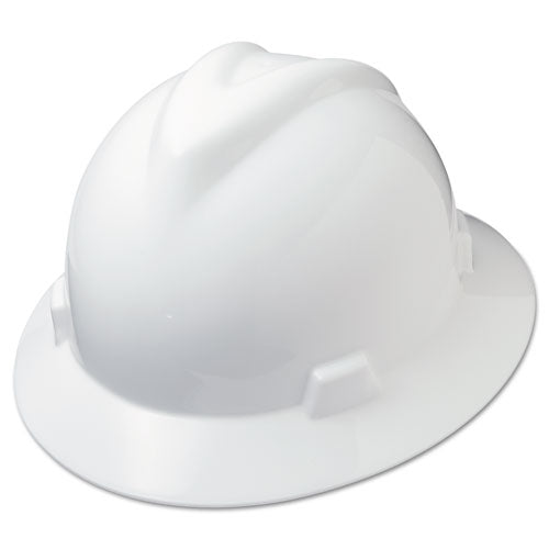 MSA V-gard Full-brim Hard Hats, Ratchet Suspension, Size 6 1-2 - 8, White freeshipping - TVN Wholesale