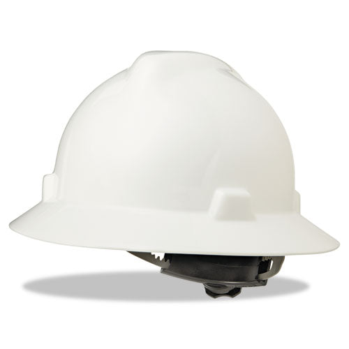 MSA V-gard Full-brim Hard Hats, Ratchet Suspension, Size 6 1-2 - 8, White freeshipping - TVN Wholesale