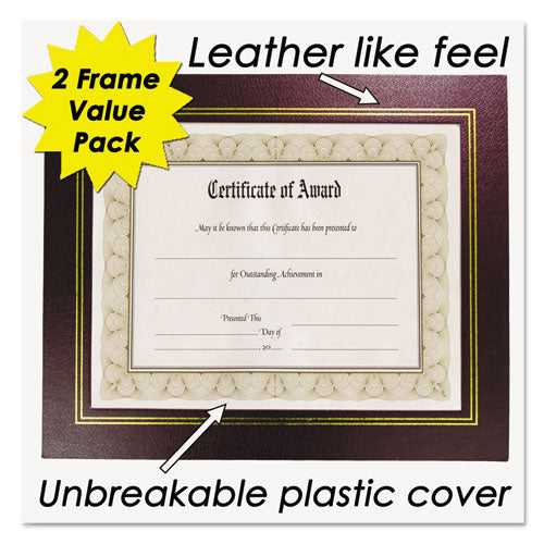 NuDell™ Leatherette Document Frame, 8-1-2 X 11, Burgundy, Pack Of Two freeshipping - TVN Wholesale