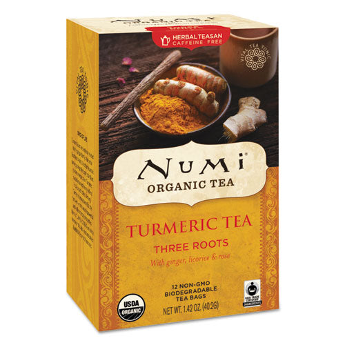 Numi® Turmeric Tea, Three Roots, 1.42 Oz Bag, 12-box freeshipping - TVN Wholesale